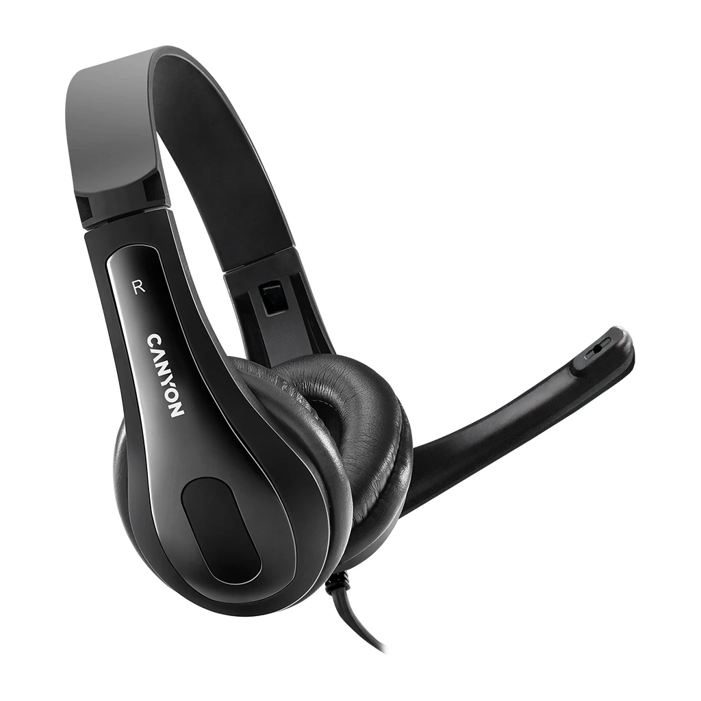 CANYON CHSU-1 basic PC headset with microphone USB plug leather pads Flat cable length 2.0m - image 1