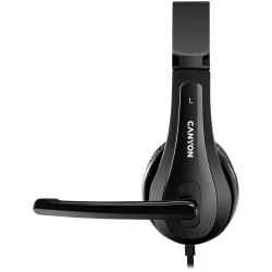 CANYON CHSU-1 basic PC headset with microphone USB plug leather pads Flat cable length 2.0m - thumbnail 3