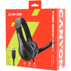 CANYON CHSU-1 basic PC headset with microphone USB plug leather pads Flat cable length 2.0m - thumbnail 5