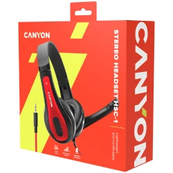 CANYON HSC-1 basic PC headset with microphone combined 3.5mm plug leather pads Flat cable length - thumbnail 6