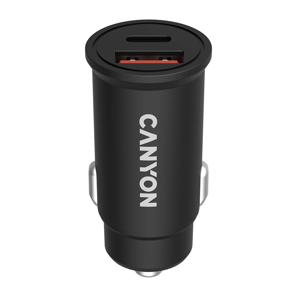 Canyon PD 30W/QC3.0 18W Pocket size car charger  with 1-USB A+ 1-USB-C Input: DC12V-24V - image 1