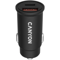 Canyon PD 30W/QC3.0 18W Pocket size car charger  with 1-USB A+ 1-USB-C Input: DC12V-24V - thumbnail 1