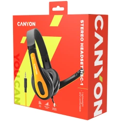 CANYON HSC-1 basic PC headset with microphone combined 3.5mm plug leather pads Flat cable length - thumbnail 6
