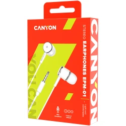 CANYON EPM- 01 Stereo earphones with microphone White cable length 1.2m 23*9*10.5mm0.013kg - thumbnail 3