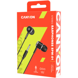 CANYON EPM- 01 Stereo earphones with microphone Black cable length 1.2m 23*9*10.5mm0.013kg - thumbnail 3