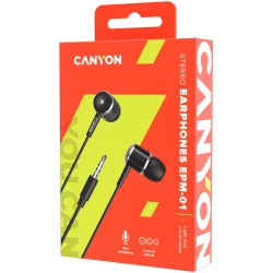 CANYON EPM- 01 Stereo earphones with microphone Black cable length 1.2m 23*9*10.5mm0.013kg - thumbnail 3