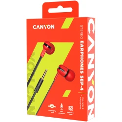 CANYON SEP-4 Stereo earphone with microphone 1.2m flat cable Red 22*12*12mm 0.013kg - thumbnail 2
