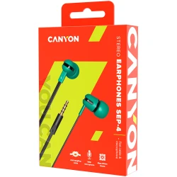 CANYON SEP-4 Stereo earphone with microphone 1.2m flat cable Green 22*12*12mm 0.013kg - thumbnail 2