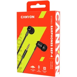 CANYON SEP-4 Stereo earphone with microphone 1.2m flat cable Black 22*12*12mm 0.013kg - thumbnail 3