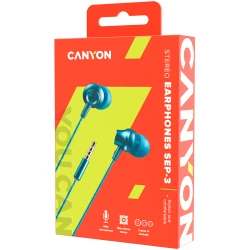CANYON SEP-3 Stereo earphones with microphone metallic shell cable length 1.2m Blue-green 22*12.6mm 0.012kg - thumbnail 3