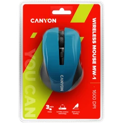CANYON MW-1 2.4GHz wireless optical mouse with 4 buttons DPI 800/1200/1600 Blue 103.5*69.5*35mm 0.06kg - thumbnail 3