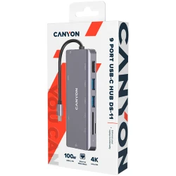 CANYON 9 in 1 USB C hub with 1*HDMI: 4K*30Hz1*Gigabit Ethernet 1*Type-C PD charging port - thumbnail 2