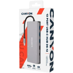 CANYON DS-12 13 in 1 USB C hub with 2*HDMI 3*USB3.0: support max. 5Gbps 1*USB2.0: - thumbnail 2