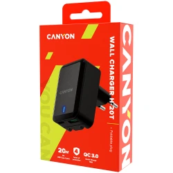 CANYON H-20Т PD 20W/QC3.0 18W WALL Charger with 1-USB A+ 1-USB-C Input: 100V-240V Output: 1 - thumbnail 4