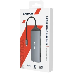 CANYON DS-15 8 in 1 hub with 1*HDMI1*Gigabit Ethernet1*USB C female:PD3.0 support max60W1*USB C male - thumbnail 2