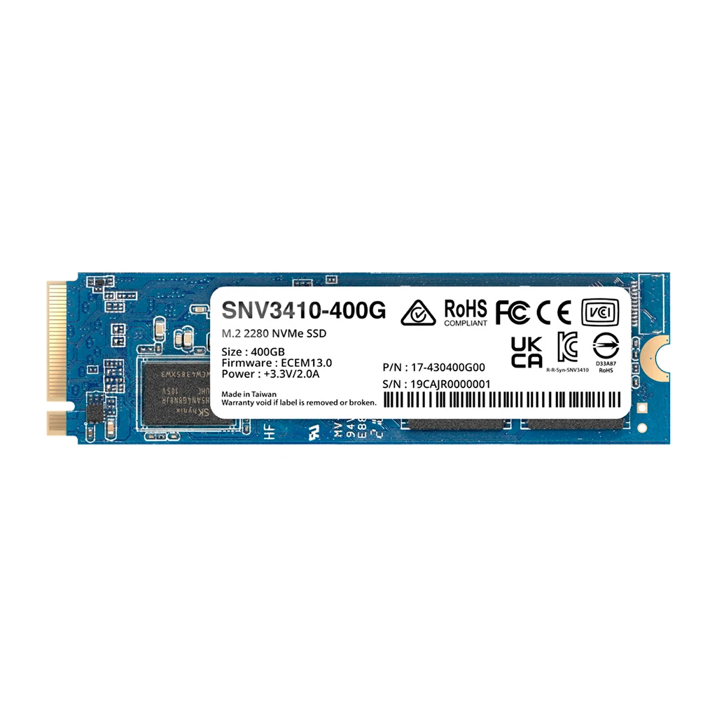 Synology SNV3410 400GB Enterprise NVMe m.2 2280 SSD NVMe PCIe 3.0 x4 Read/Write128 KB QD32 - image 1