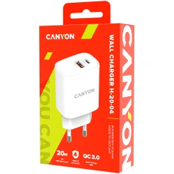 CANYON H-20-04 PD 20W/QC3.0 18W WALL Charger with 1-USB A+ 1-USB-C   Input: 100V-240V - thumbnail 3