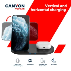 CANYON WS-202 2in1 Wireless charger Input 5V/3A 9V/2.67A Output 10W/7.5W/5W Type c cable length 1.2m - thumbnail 5