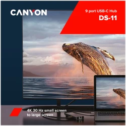 CANYON 9 in 1 USB C hub with 1*HDMI: 4K*30Hz1*Gigabit Ethernet 1*Type-C PD charging port - thumbnail 3