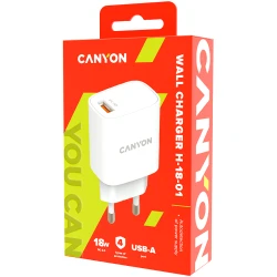 CANYON H-18-01 Wall charger with 1*USB QC3.0 18W Input: 100V-240V Output: DC 5V/3A9V/2A12V/1.5A Eu plug - thumbnail 3