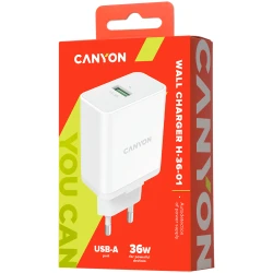 CANYON H-36-01 QC3.0 36W WALL Charger with 1-USB A   Input: 100V-240V Output: - thumbnail 4