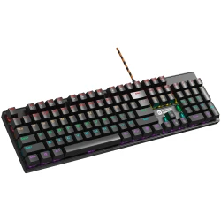 Wired black Mechanical keyboard With colorful lighting system104PCS rainbow backlight LEDalso can custmized backlight1.8M braided - thumbnail 2