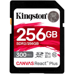 Kingston 256GB Canvas React Plus SDXC UHS-II 300R/260W U3 V90 for Full HD/4K/8K EAN: 740617301977 - thumbnail 1