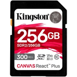 Kingston 256GB Canvas React Plus SDXC UHS-II 300R/260W U3 V90 for Full HD/4K/8K EAN: 740617301977 - thumbnail 1