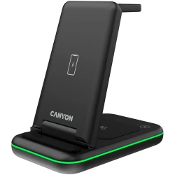 CANYON WS-304 Foldable  3in1 Wireless charger with touch button for Running water light Input - thumbnail 2