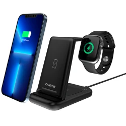 CANYON WS-304 Foldable  3in1 Wireless charger with touch button for Running water light Input - thumbnail 4