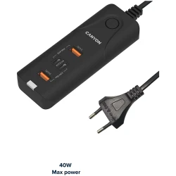 CANYON H-10 Wall charger. CNE-CHA10B Input: 100-240V~50/60Hz 1.0A Max Output1/Output2: DC USB-A QC3.0 5.0V/3.0A9.0V/2.0A12.0V/1.5A 18.0WMaxUSB-C - thumbnail 4