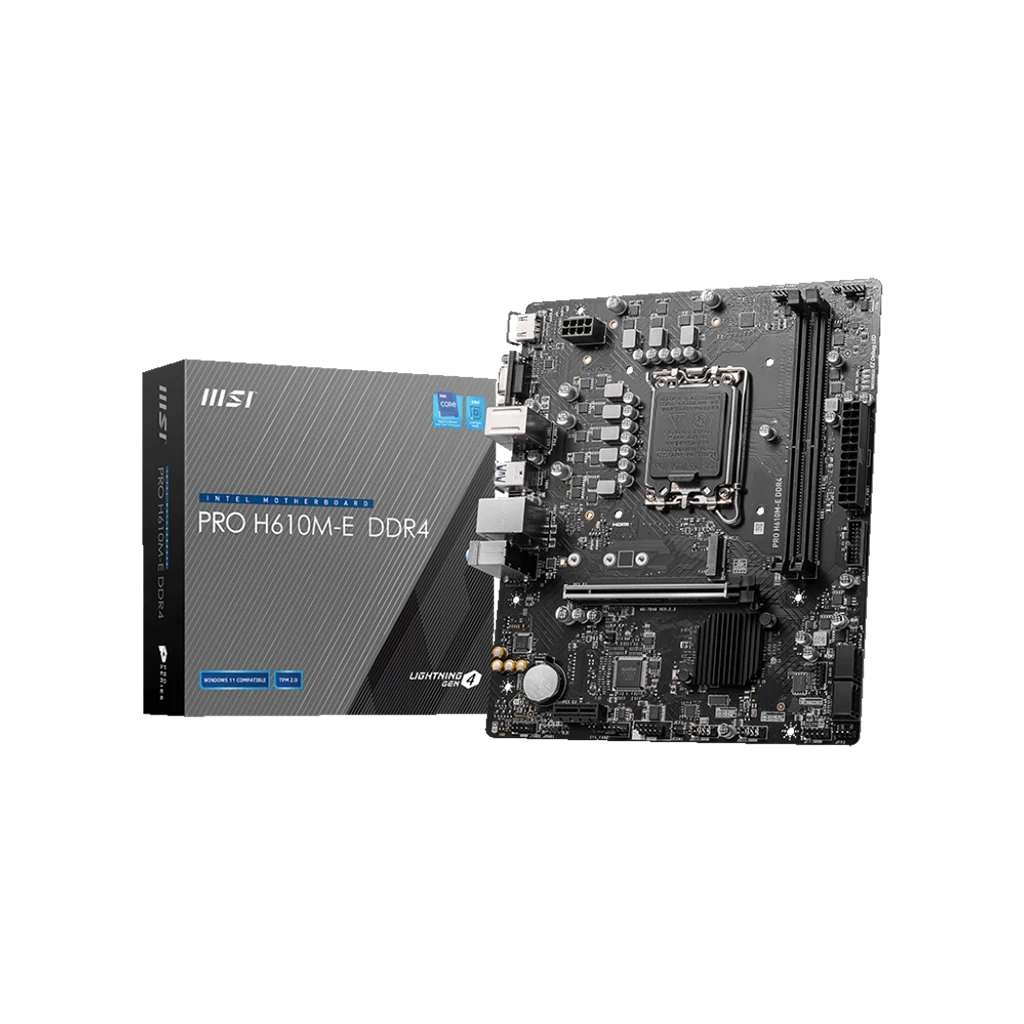 MSI PRO H610M-E DDR4 Matična Ploča - Micro-ATX, LGA 1700, Dual Channel DDR4 3200 MHz, 1x PCIe x16 Slot - image 1