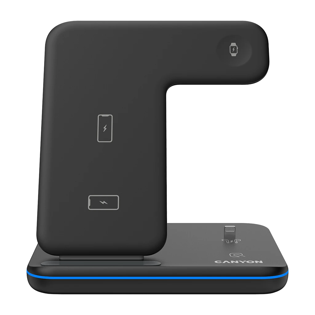 CANYON WS-302 3in1 Wireless charger with touch button for Running water light Input 9V/2A12V/1.5A  Output - image 1