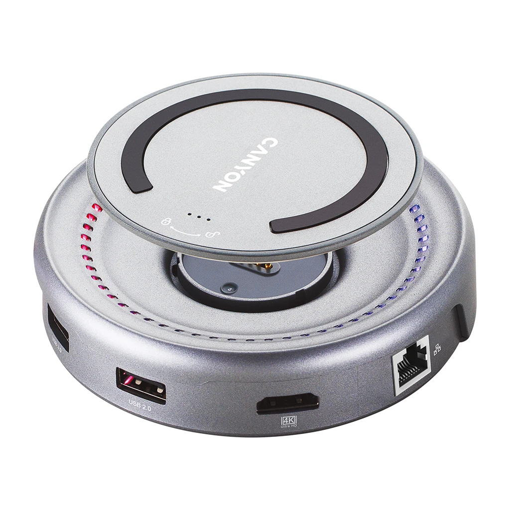 CANYON DS-7 Multiport Docking Station with 5 port with wireless charger 10W 2*Type C+1*HDMI+1*USB3.0+1*USB2.0. Input - image 1