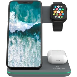 CANYON Bežični Punjač WS-303 15W 3in1 Gray - Brzo i jednostavno bežično punjenje tri uređaja istovremeno - thumbnail 4