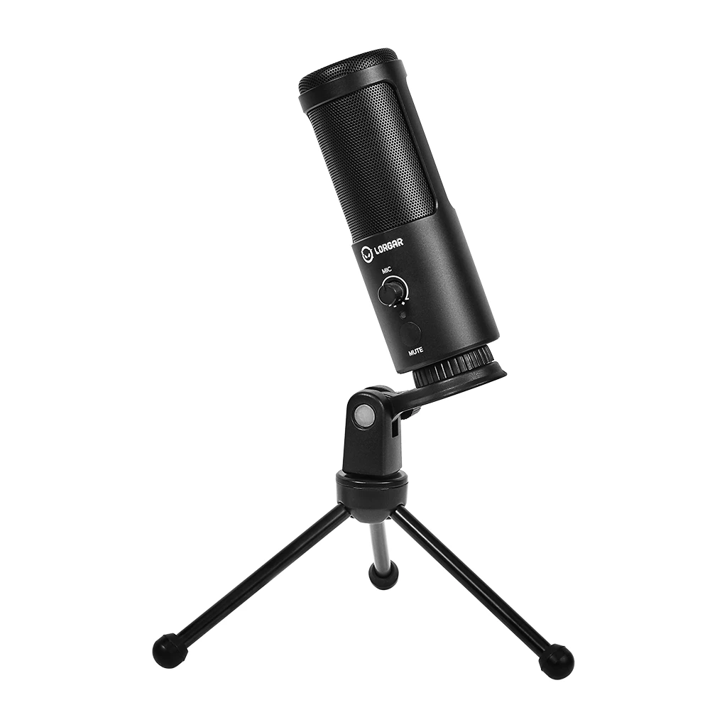 LORGAR Voicer 521 Gaming Microphone Black USB condenser mic with Volume Knob 3.5MM headphonejack mute - image 1