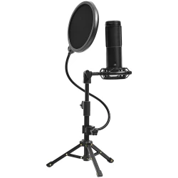 LORGAR Voicer 721 Gaming Microphone Black USB condenser microphone with tripod stand and pop filter - thumbnail 4