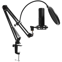 LORGAR Voicer 931 Gaming Microphone Black USB condenser microphone with desktop boom arm pop filter - thumbnail 4