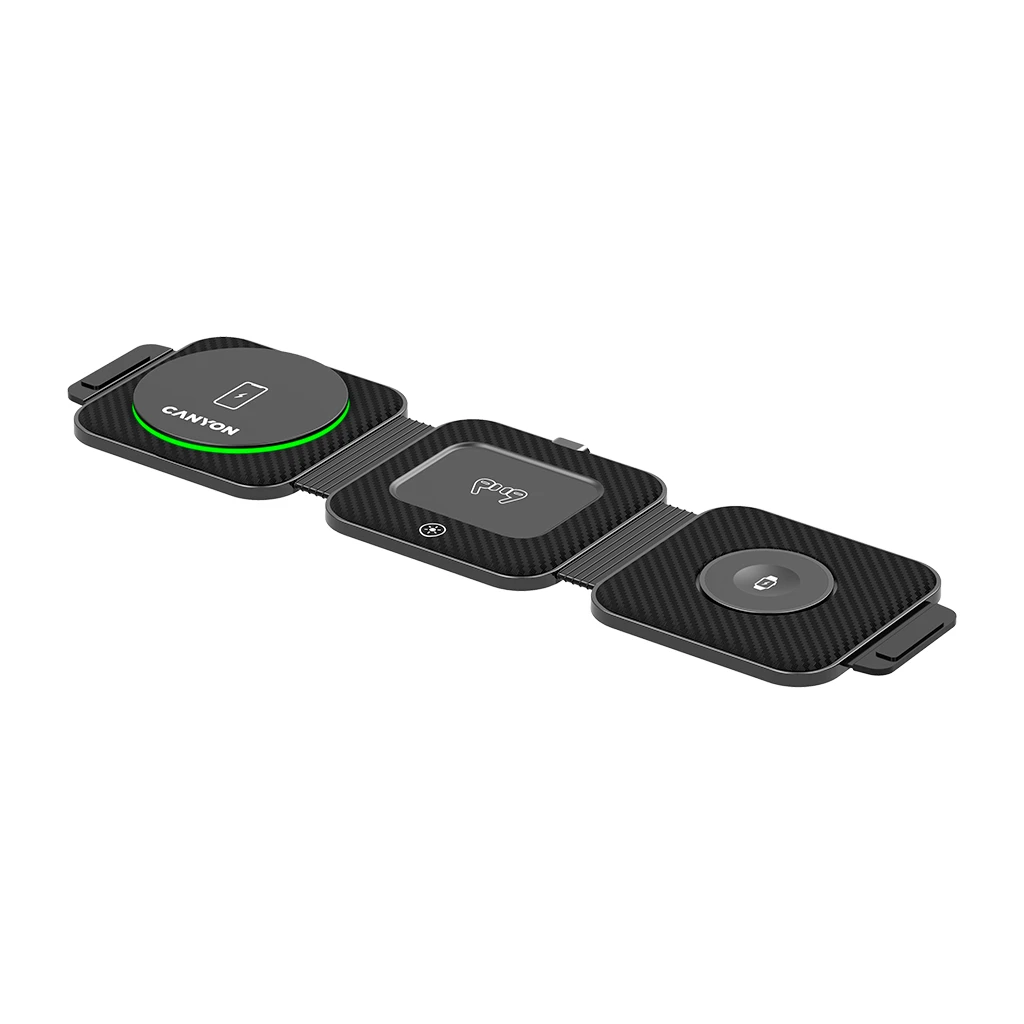 CANYON WS-305 Foldable 3in1 Wireless charger with case touch button for Running water light Input - image 1
