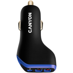 CANYON Universal 3xUSB car adapter Input 12V-24V Output DC USB-A 5V/2.4AMax + Type-C PD 18W - thumbnail 1