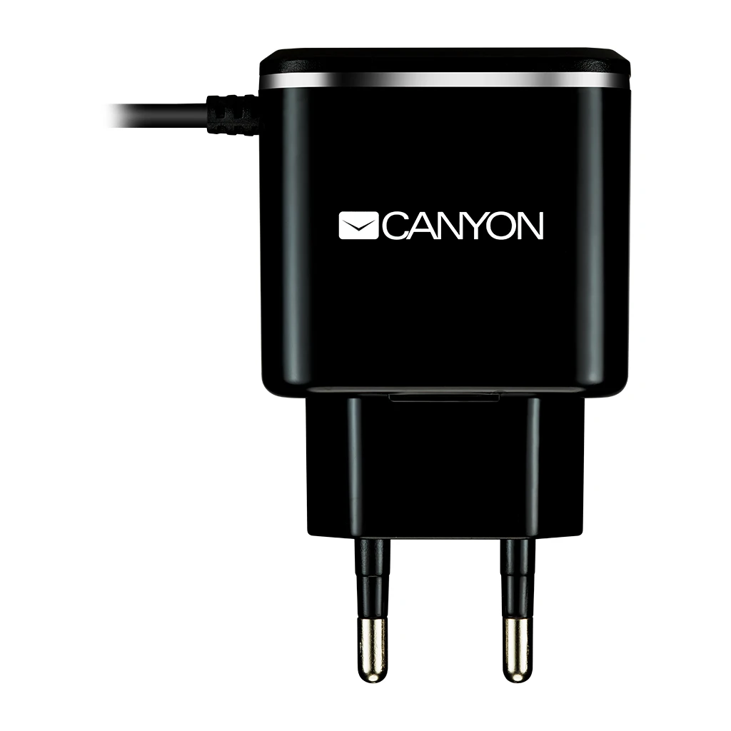 CANYON charger H-041 2.1A/USB-A built-in MicroUSB Black Silver - image 1