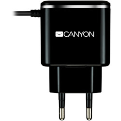 CANYON charger H-041 2.1A/USB-A built-in MicroUSB Black Silver - thumbnail 1