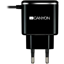 CANYON charger H-041 2.1A/USB-A built-in MicroUSB Black Silver - thumbnail 1