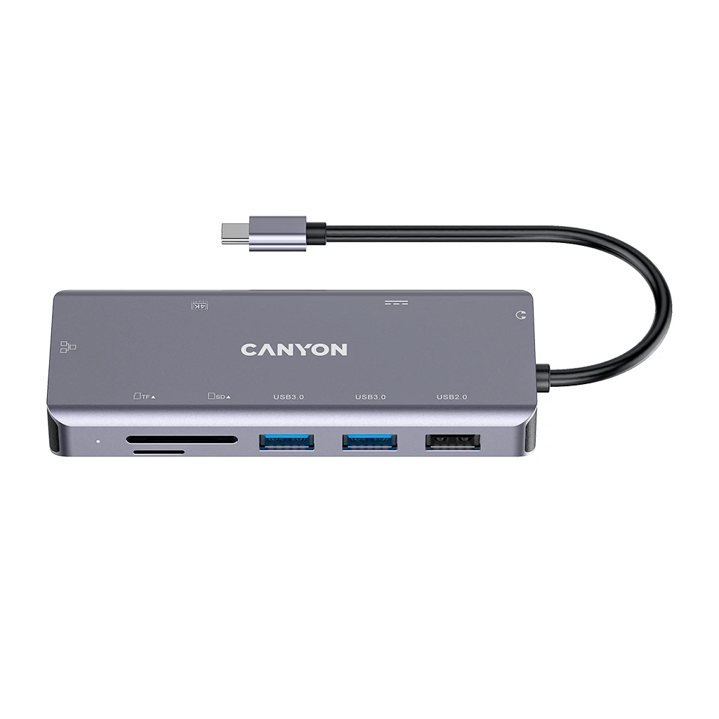 CANYON 9 in 1 USB C hub with 1*HDMI: 4K*30Hz1*Gigabit Ethernet 1*Type-C PD charging port - image 1