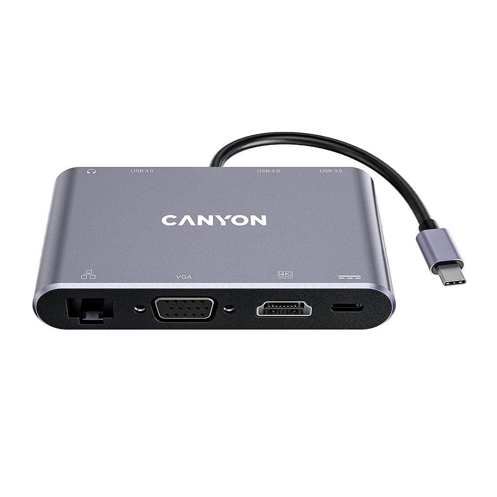 CANYON  8 in 1 USB C hub with 1*HDMI: 4K*30Hz 1*VGA 1*Type-C PD charging port - image 1