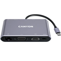 CANYON  8 in 1 USB C hub with 1*HDMI: 4K*30Hz 1*VGA 1*Type-C PD charging port - thumbnail 1