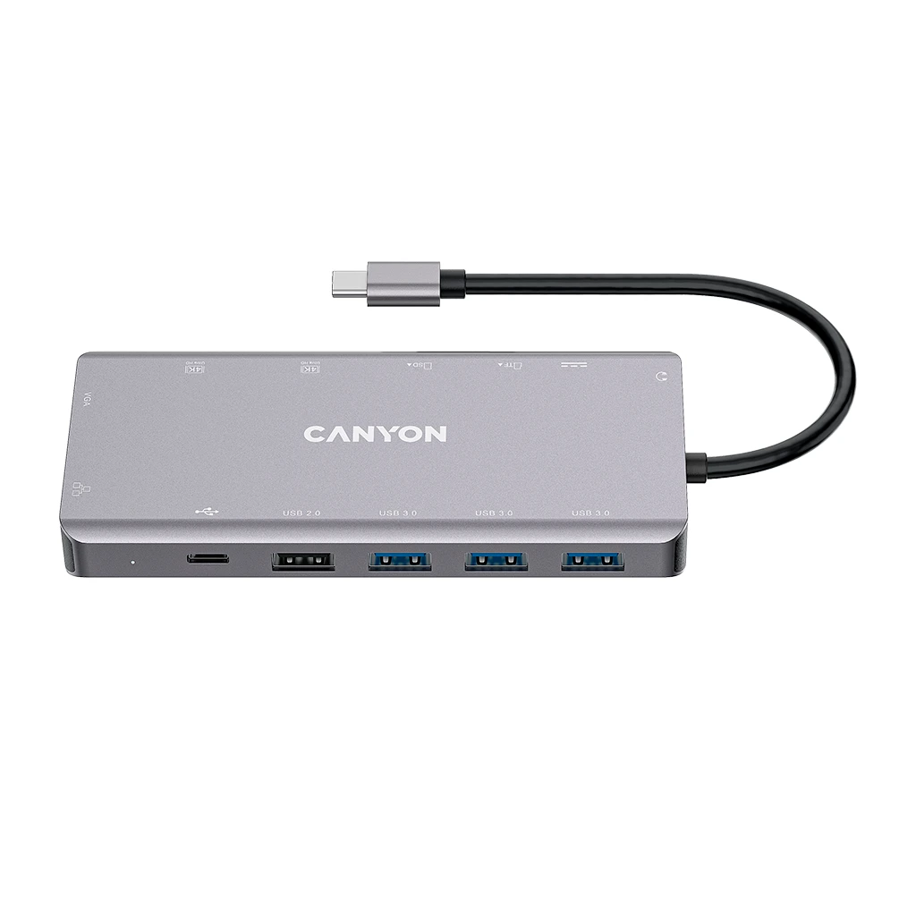 CANYON DS-12 13 in 1 USB C hub with 2*HDMI 3*USB3.0: support max. 5Gbps 1*USB2.0: - image 1