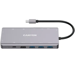 CANYON DS-12 13 in 1 USB C hub with 2*HDMI 3*USB3.0: support max. 5Gbps 1*USB2.0: - thumbnail 1