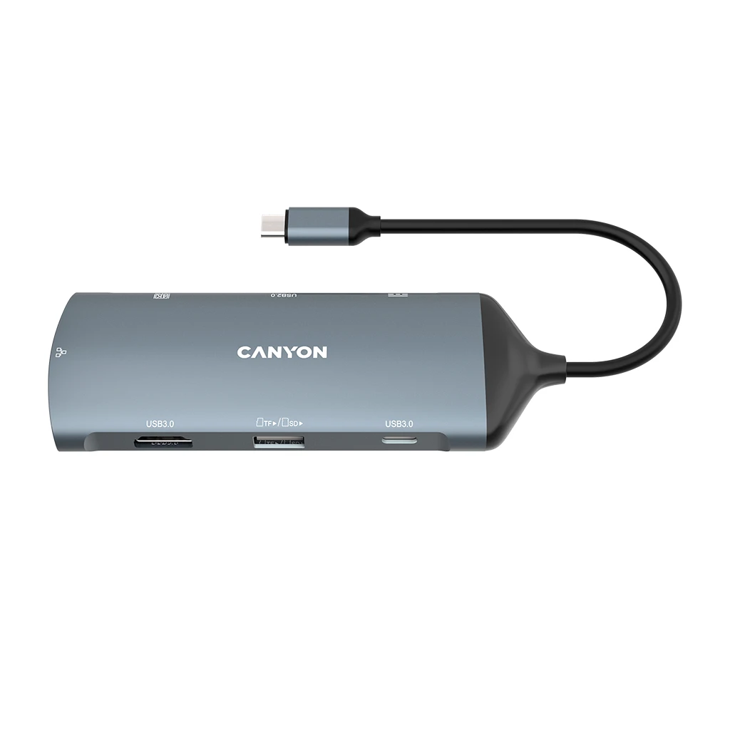 CANYON DS-15 8 in 1 hub with 1*HDMI1*Gigabit Ethernet1*USB C female:PD3.0 support max60W1*USB C male - image 1