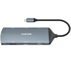 CANYON DS-15 8 in 1 hub with 1*HDMI1*Gigabit Ethernet1*USB C female:PD3.0 support max60W1*USB C male - thumbnail 1